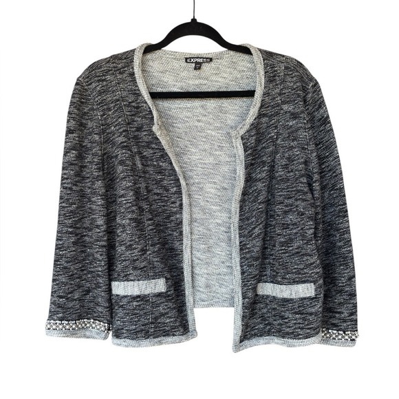 Express Sweaters - ✨ Express Embellished Knit Open-Front Cardigan | Size L Office Chic Minimalist